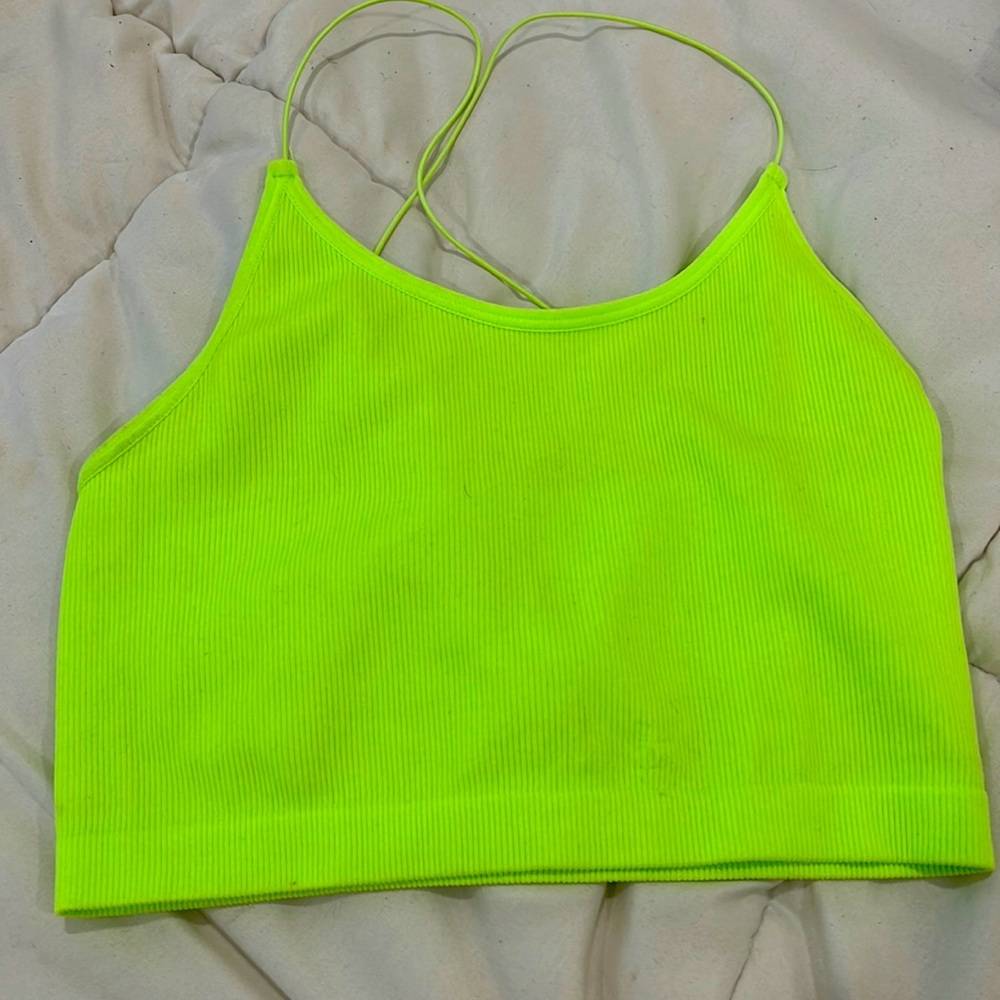 Neon Green Crop Top, Small, No Boundaries
